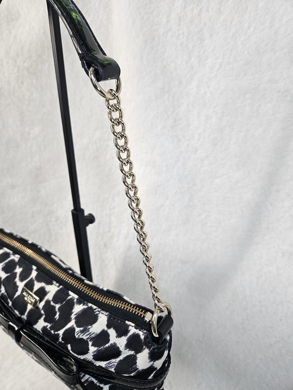 kate spade Black and White Leopard Print Shoulder Bag with Bow - Picture 6 of 10